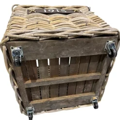 Van der Leeden Woondecoratie<Bak rotan met wielen vierkant 50 x 50 cm