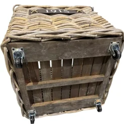 Van der Leeden Woondecoratie<Bak rotan met wielen vierkant 40 x 40 cm