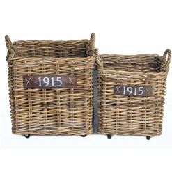 Van der Leeden Woondecoratie<Bak rotan met wielen 50 x 50 cm
