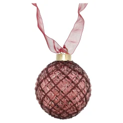 O'malley Kerstballen<Bal met lint burgundy 10 cm 15 LED-warm wit