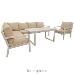 Bois le Duc Loungesets<Bank hoek Brozzi milky grey met kussens