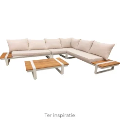 Bois le Duc Loungesets<Bank hoek Frullo crème met kussens