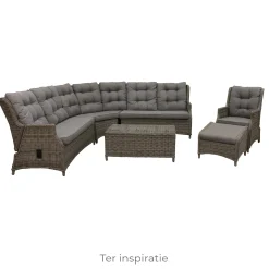Bois le Duc Loungesets<Bank hoek rond Aprano willow grey met kussens