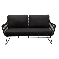 Bois le Duc Loungesets<Bank 2-zit Mezzavia zwart met kussens