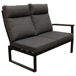 Bois le Duc Loungesets<Bank 2-zit rechts Harston zwart met kussens
