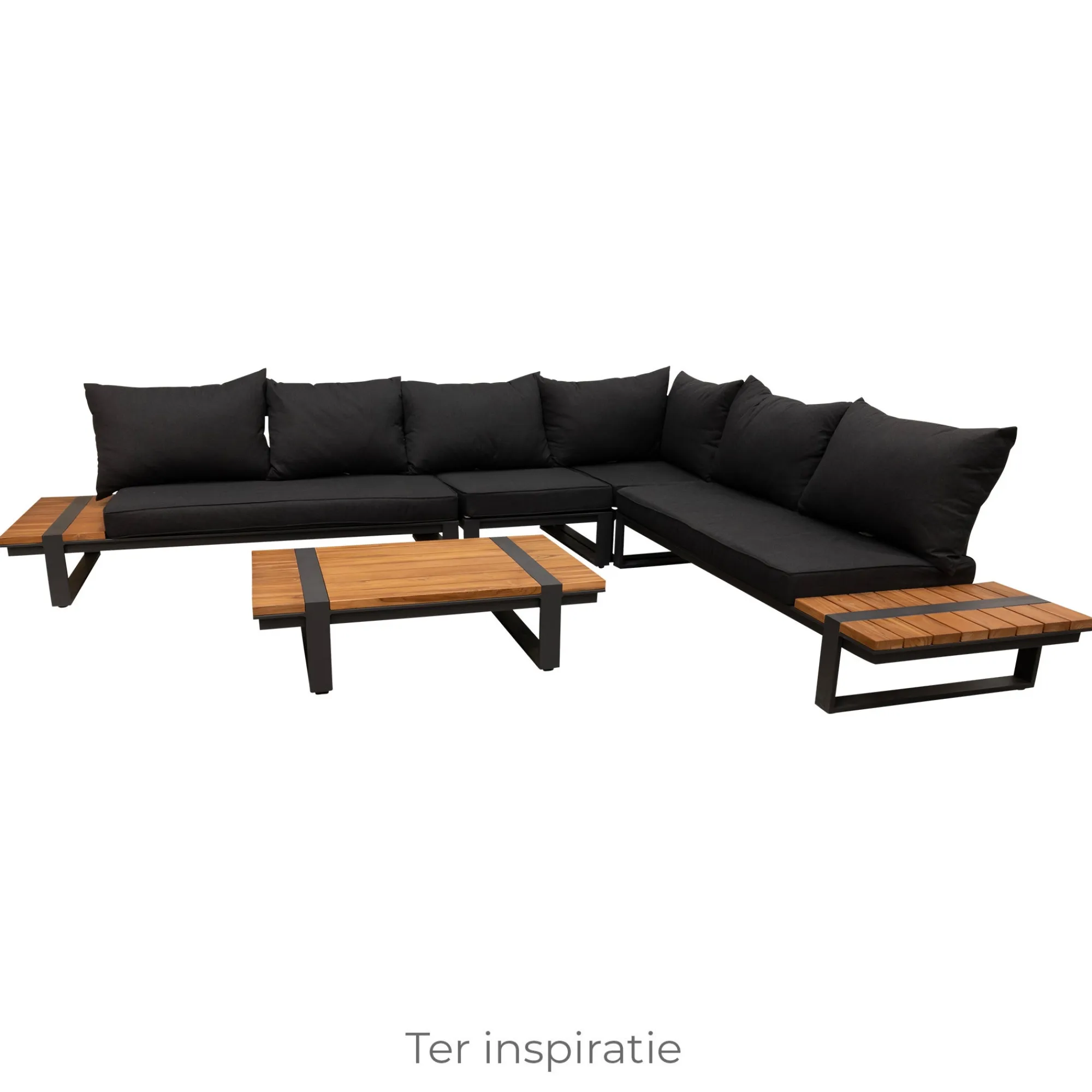 Bois le Duc Loungesets<Bank 2-zits rechts Frullo antraciet met kussens