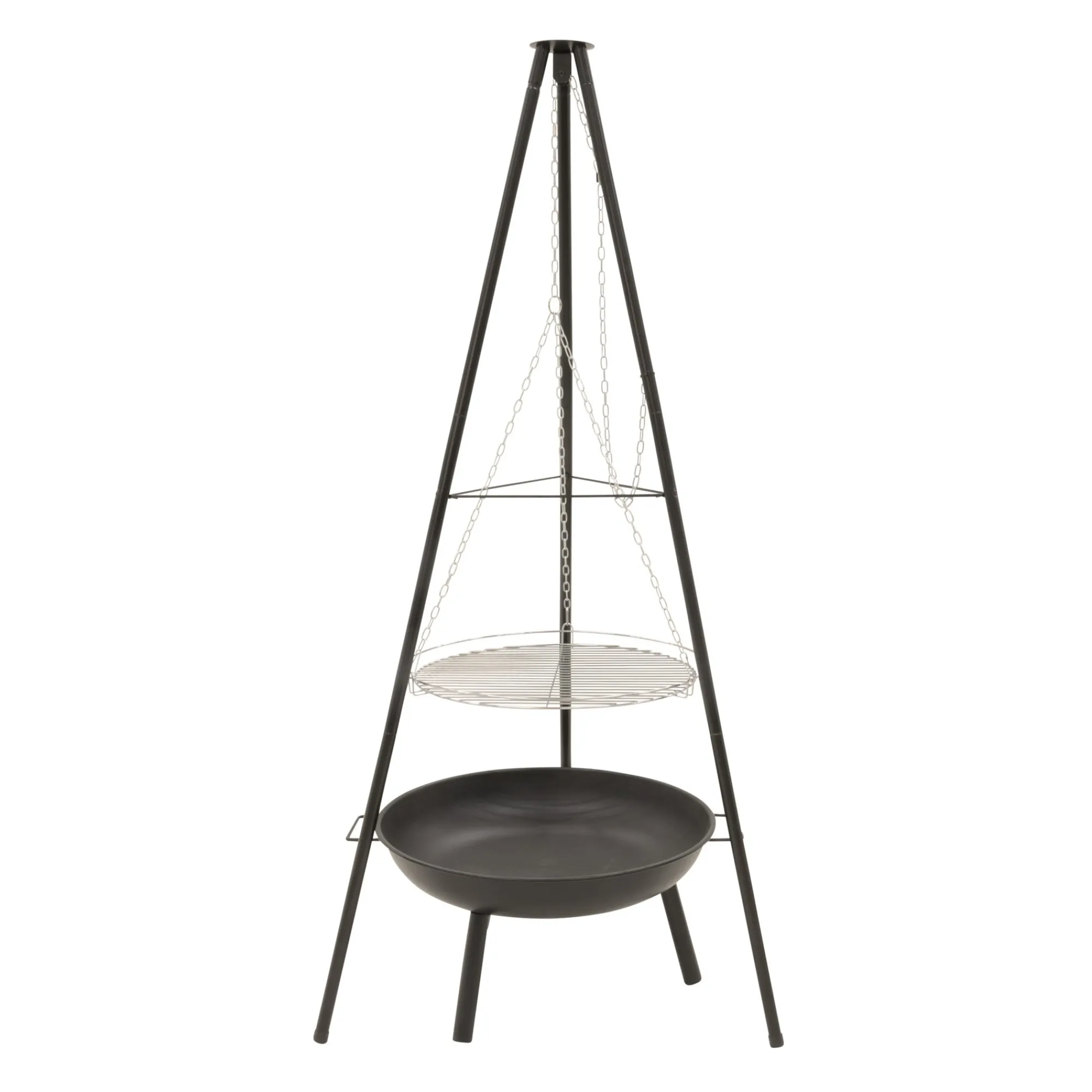 Houtskoolbarbecues<Barbecue hangend + driepoot 152 cm