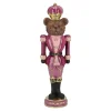 Kerstdecoratie<Beeld beer trompet roze 39cm