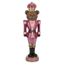 Kerstdecoratie<Beeld beer trompet roze 39cm
