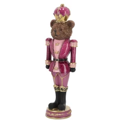 Kerstdecoratie<Beeld beer trompet roze 39cm