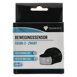 Diamant Buitenverlichting|Binnenverlichting<Bewegingssensor 180° zwart