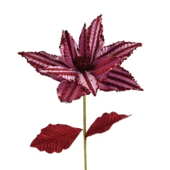 Decoris Kerstdecoratie<Bloem kerstroos roze 60 cm