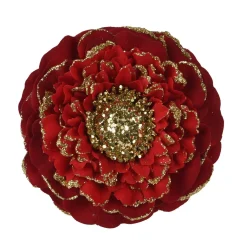 Decoris Kerstdecoratie<Bloem poly rood 10 cm