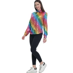 Van Cranenbroek Dameskostuums<Blouse glitter regenboog vrouw S