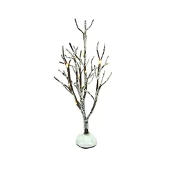 Kerstdorp<Boom sneeuw met LED 22cm
