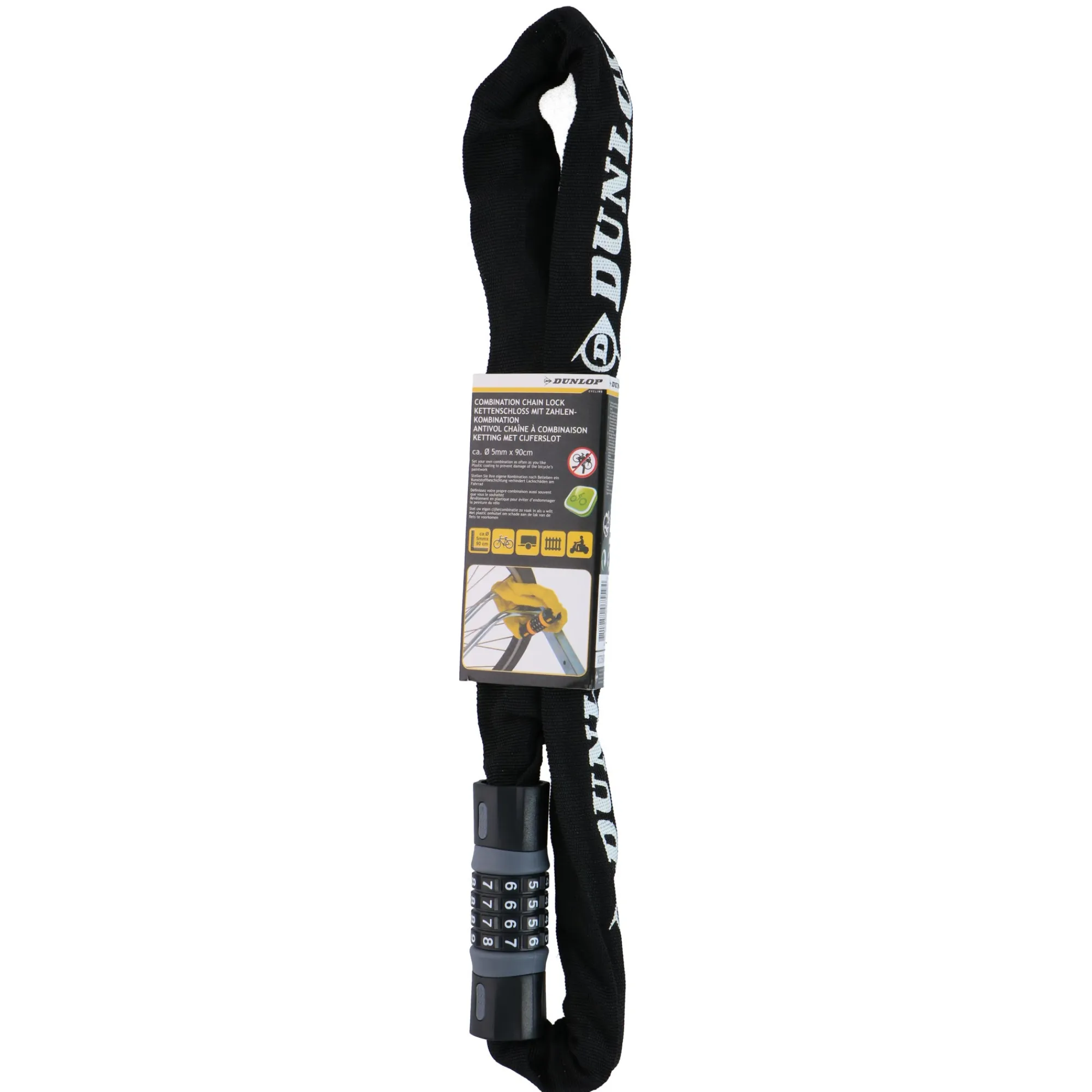 Dunlop Fietsspullen<Cijferslot ketting 90cm