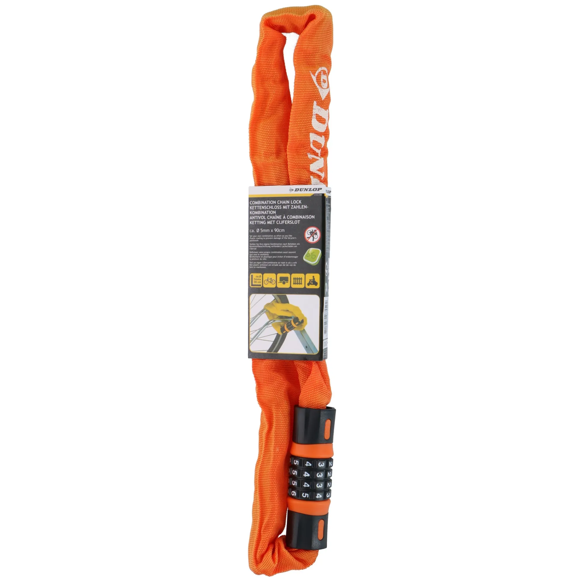 Dunlop Fietsspullen<Cijferslot ketting 90cm
