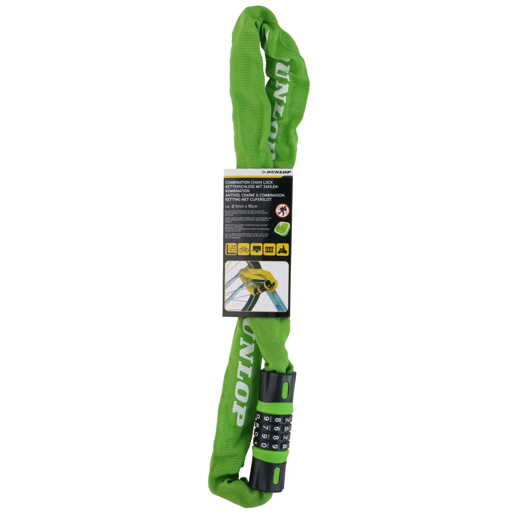 Dunlop Fietsspullen<Cijferslot ketting 90cm