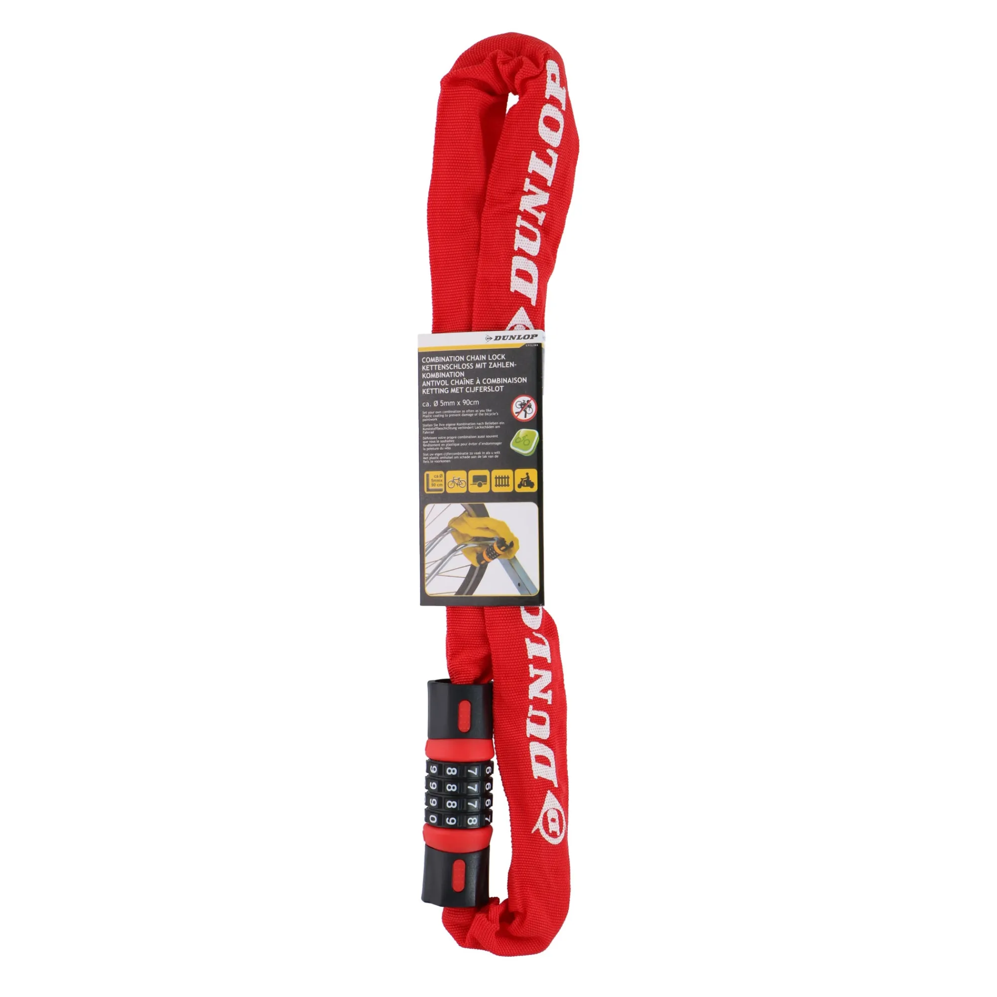 Dunlop Fietsspullen<Cijferslot ketting 90cm