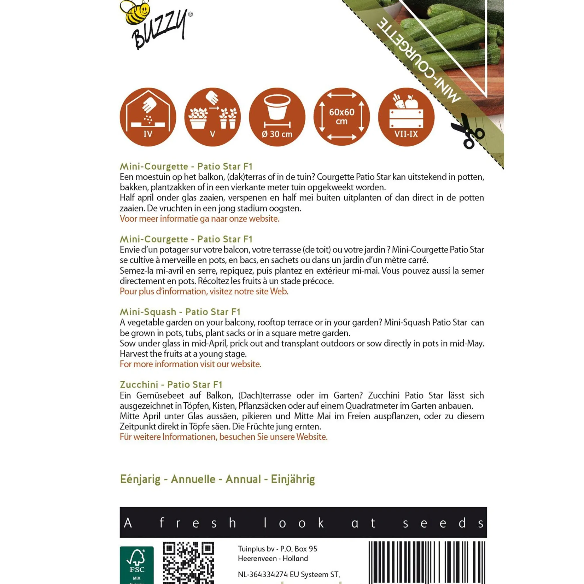 Buzzy Moestuin<Courgette Patio ster F1