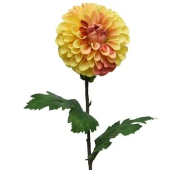 Everlands Kunstplanten En Kunstbloemen<Dahlia op steel geel 75 cm