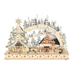O'malley Kerstdorp|Kerstverlichting<Dorp kerst hout 45 x 30 cm 10 LED-warm wit