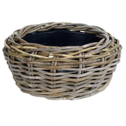 Van der Leeden Tuindecoratie<Drypot rattan grijs 32 x 14 cm