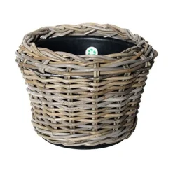 Van der Leeden Tuindecoratie<Drypot rattan rond grijs 27 x 20 cm