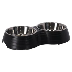 Friendly Pet Drink- En Voerbak Hond<Eetpot hond duo ribbel zwart 2x160