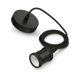 Philips Woondecoratie<Fitting antiek E27 zwart 2M plafond