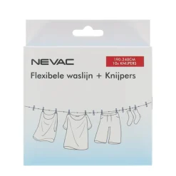 Nevac Badkameraccessoires|Wassen En Drogen<Flexibele waslijn met knijpers 190-240 cm