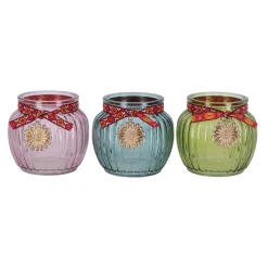 Decoris Tuindecoratie<Glazen windlicht 10 cm 4 assorti