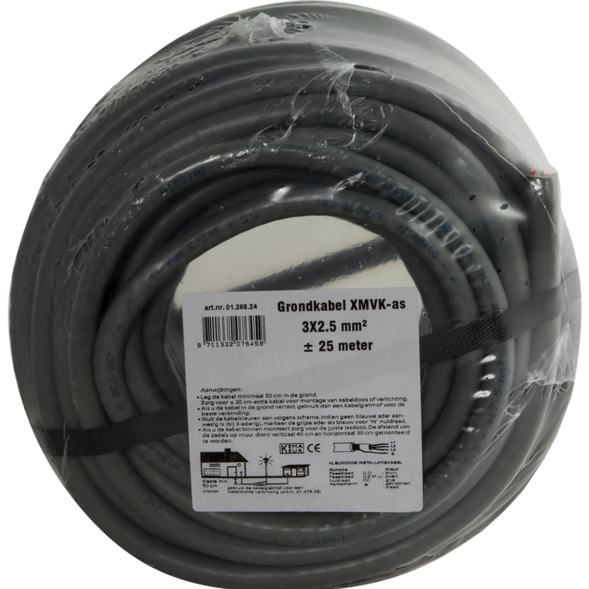 Q-link Installatiemateriaal<Grondkabel 25 m 3 x 2.5 mm² XMVK-as