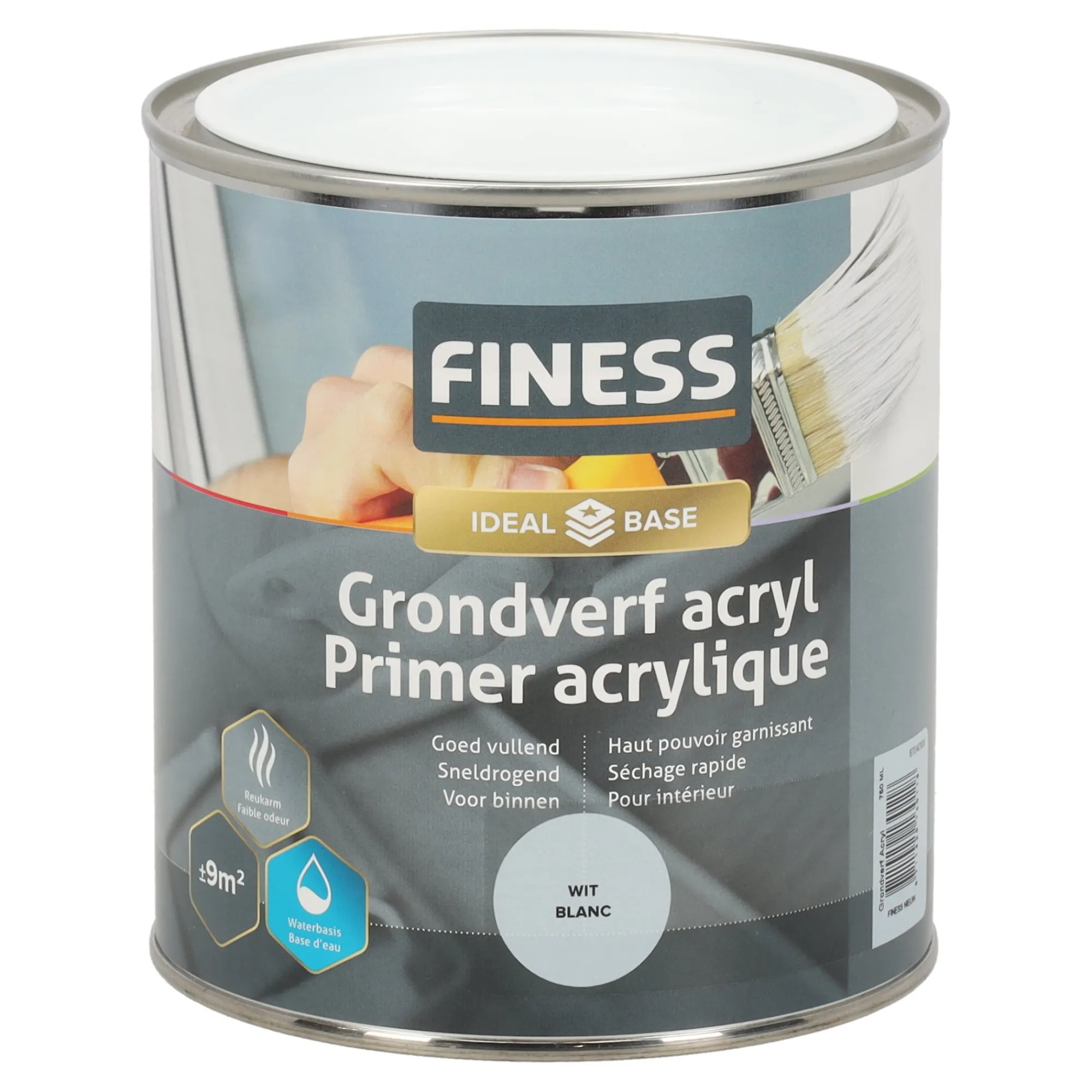 Finess Muurverf<Grondverf acryl wit 750ml
