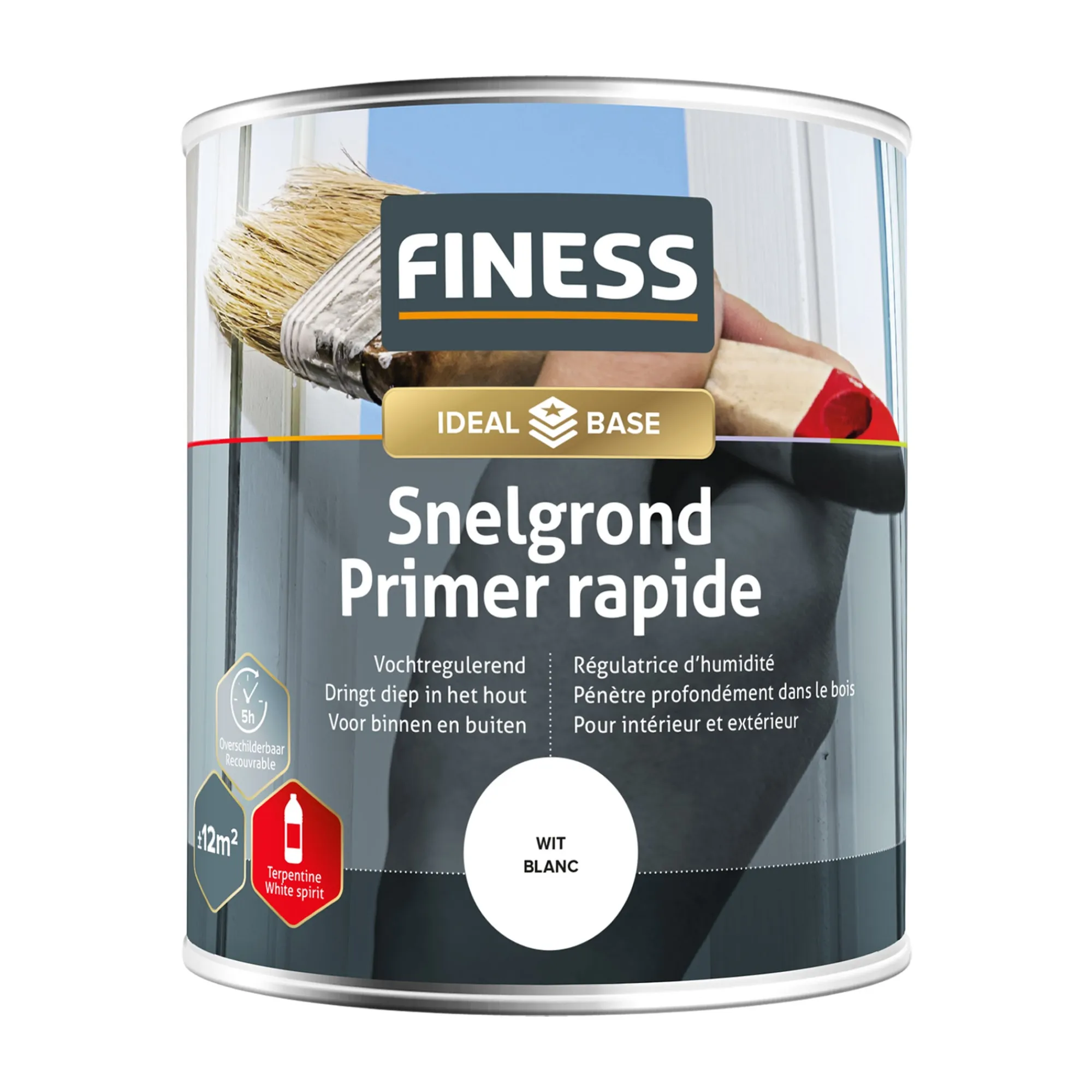 Finess Muurverf<Grondverf acryl wit 750ml
