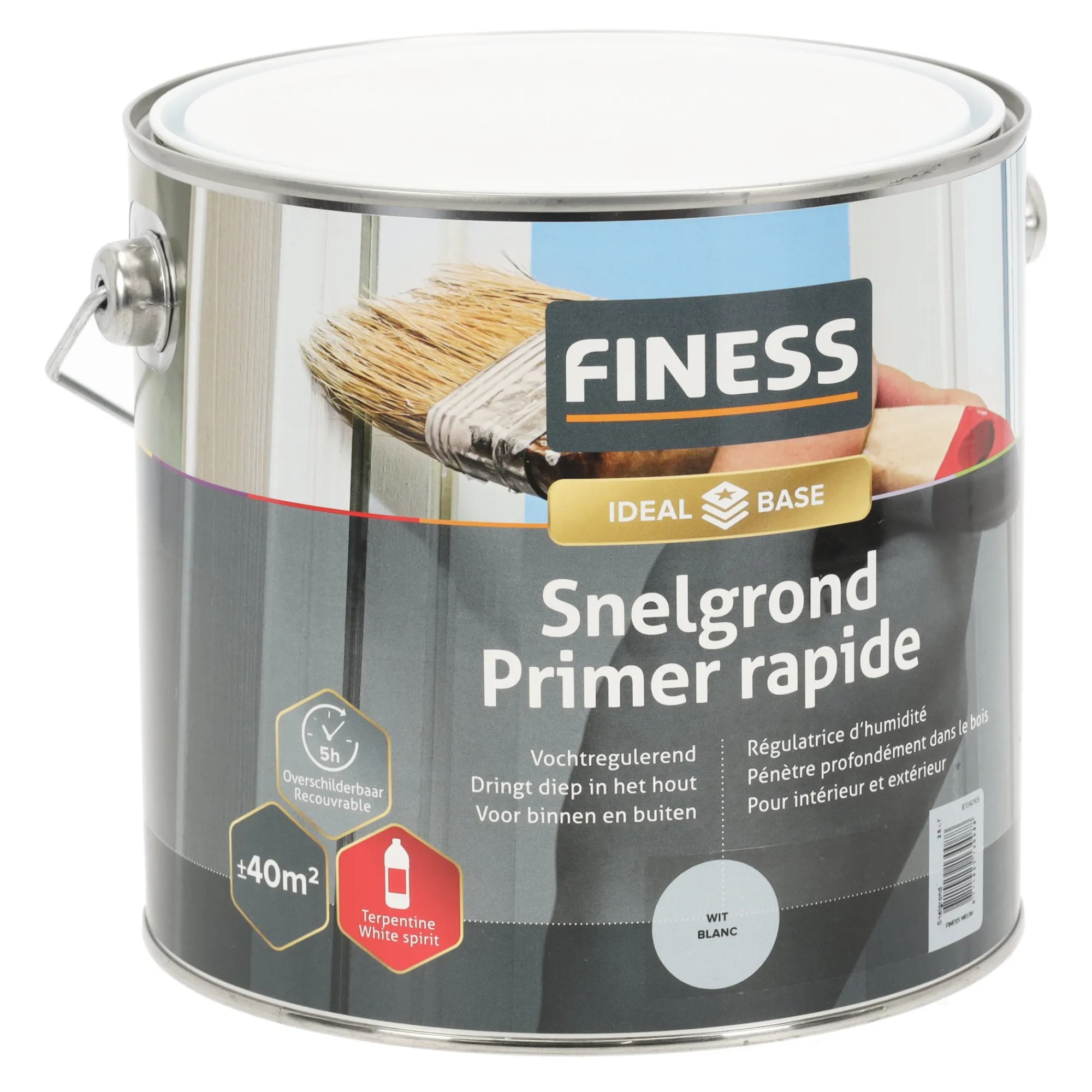 Finess Muurverf<Grondverf sneldrogend wit 2.5L