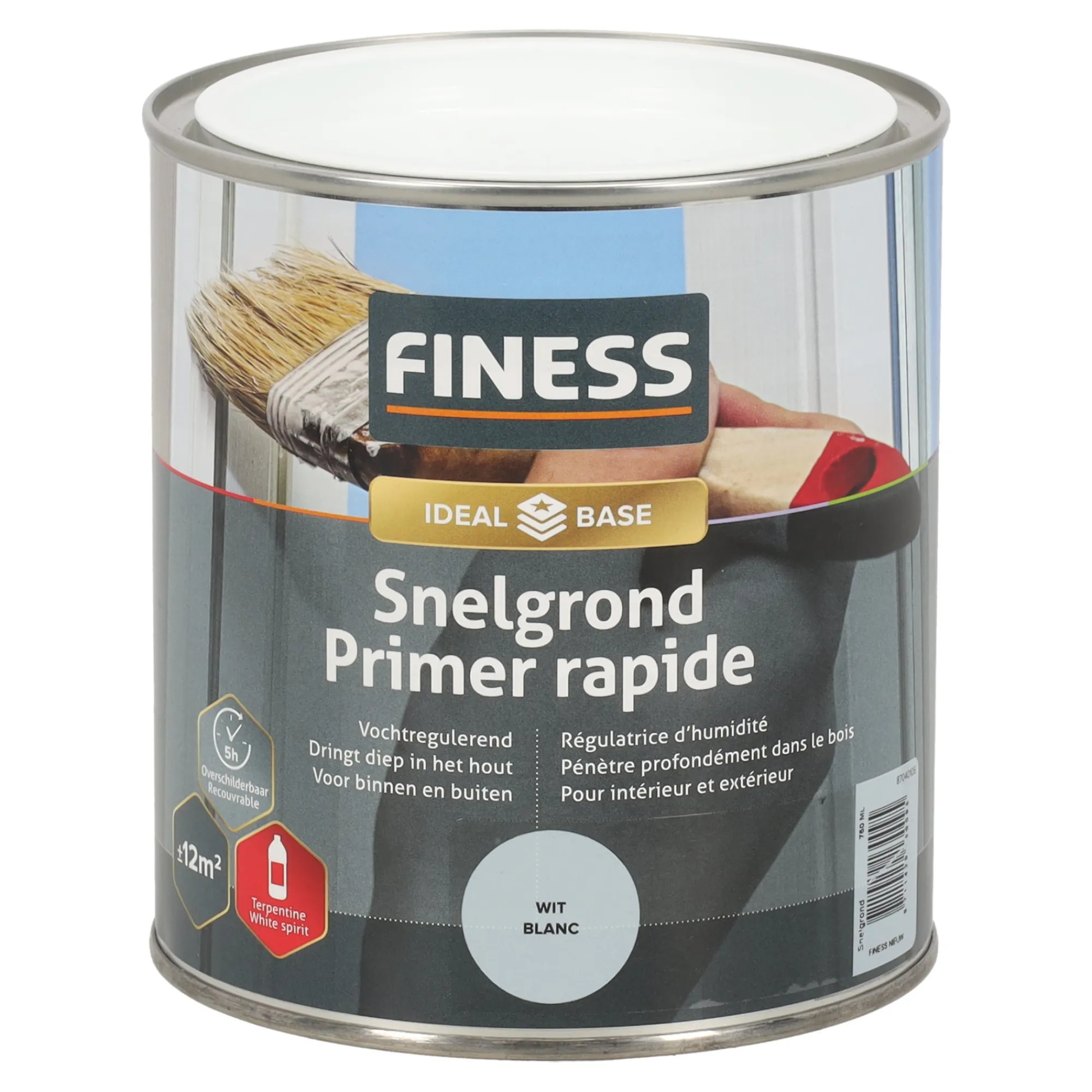 Finess Muurverf<Grondverf sneldrogend wit 750ml