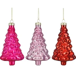 Mica Decorations Kerstballen|Kerstdecoratie<Hanger boom roze rood 12 cm