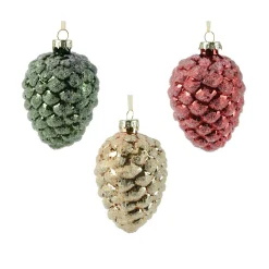 Decoris Kerstballen|Kerstdecoratie<Hanger dennenappel 9 cm