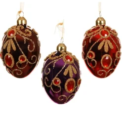 Decoris Kerstdecoratie|Kerstballen<Hanger ei glas rood 8 cm