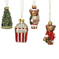 Decoris Kerstballen|Kerstdecoratie<Hanger glas figuur 7 cm