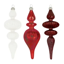 Natural Collections Kerstballen|Kerstdecoratie<Hanger glas rood wit 6 x 18 cm