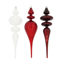 Natural Collections Kerstballen|Kerstdecoratie<Hanger glas rood wit 8 x 30 cm