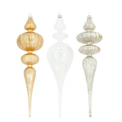 Natural Collections Kerstballen|Kerstdecoratie<Hanger glas wit goud 8 x 30 cm