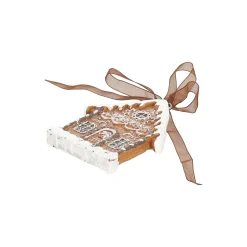 Kerstdecoratie|Kerstballen<Hanger huis gingerbread wit 9 cm