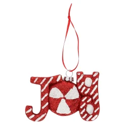 Kerstdecoratie|Kerstballen<Hanger Joy rood 11 x 7 cm