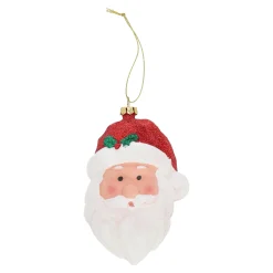 Kerstdecoratie|Kerstballen<Hanger kerstman gezicht 9 x 12 cm