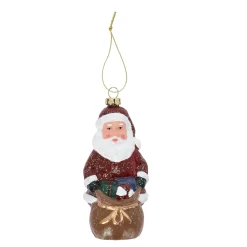 Kerstdecoratie|Kerstballen<Hanger kerstman met zak 6 x 12 cm