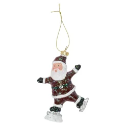 Kerstdecoratie|Kerstballen<Hanger kerstman schaats 12 cm