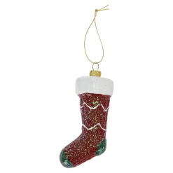 Kerstdecoratie|Kerstballen<Hanger kerstsok rood groen 6 x 11 cm